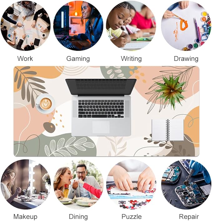 QiyI Large Mouse Pad, Extended Desk Mat for Desktop, PU Leather Waterproof Gaming Mousepad, Computer Desk Accessories Protector Writing Pads for School Office Home 31.5" x 15.7" - Abstract Branches