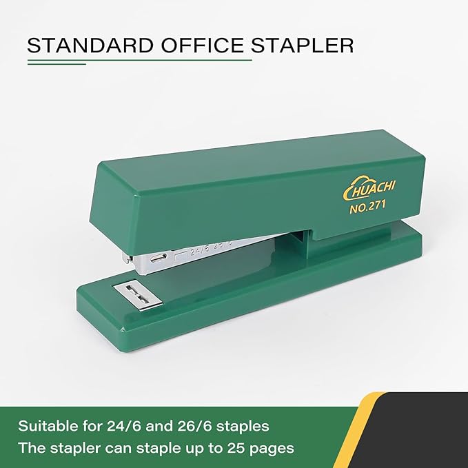 Desktop Stapler 2-Pack, Durable Office Stapler, 25 Sheet Capacity, Includes 1000 Staples for Home and Office Use (2, White)
