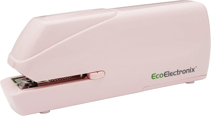 Portable Automatic Electric Stapler - 30 Sheet Capacity, Quiet Operation, Jam-Free and Easy Reload - AC Adapter/Battery Powered (Pink)
