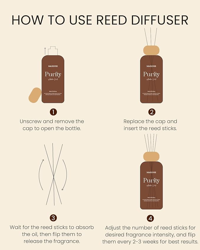 M&SENSE Orange Blossom Reed Diffuser: 6.3 fl oz Non-Toxic Aroma Set with Sticks, Light & Subtle Fragrance, Long-Lasting Natural Essential Oil Gifts for Bedroom, Shelf Decor & Small Spaces