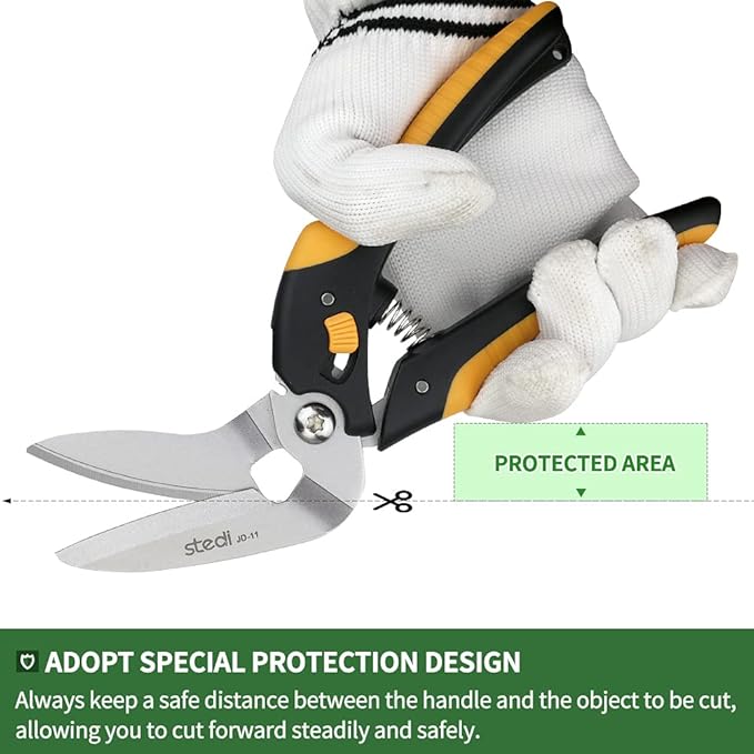 stedi 9-Inch Scissor Heavy Duty, All Purpose Scissors, Cardboard and Carpet Shears, TPR Handle, Extremely Sharp Blades with Finely Serrated -Easy Cutting Thick Paper, Leather, Fabric