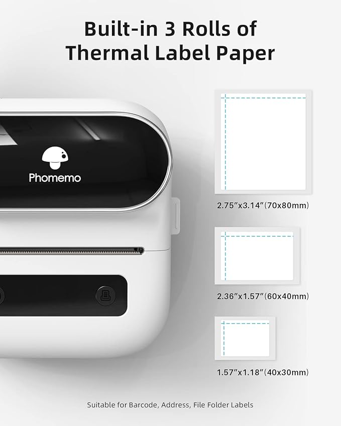 Phomemo M220 Label Maker, New Flagship 3.14 Inch Bluetooth Portable Thermal Label Printer for Barcode, Address, Labeling, Mailing, File Folder, Easy to Use, Support Phone&PC