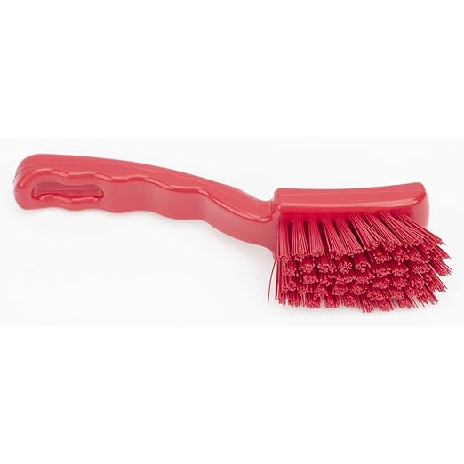 SPARTA 41395EC05 Plastic Scrub Brush, Detail Brush, Kitchen Brush With Hanging Hole For Cleaning, 7 Inches, Red, (Pack of 6)