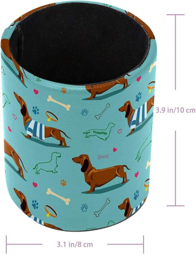 Brown Dachshund Dog Blue Pen Holder Pencil Holder for Desk Pen Pencil Organizer Cup office