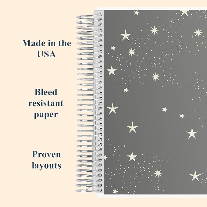 Erin Condren 8.5" X 11" Spiral Bound Productivity Notebook, Starry Sky, Functional 160 Lined Page and 80Lb Thick Paper Spiral Notebook, Stickers Included