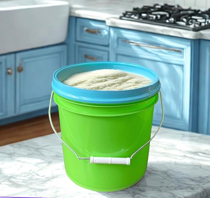 House Naturals 2 Gallon Food Grade - BPA Free Made in USA Buckets Lime Color pails with Screw On Gasket Lids (4, Lime - Aqua lids)