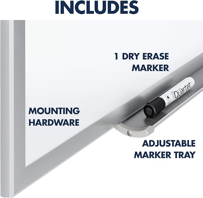 Quartet Magnetic Dry Erase White Board, 2' x 1-1/2 Whiteboard, Nano-Clean Surface Resists Ink Stains, Silver Aluminum Frame (SM531)