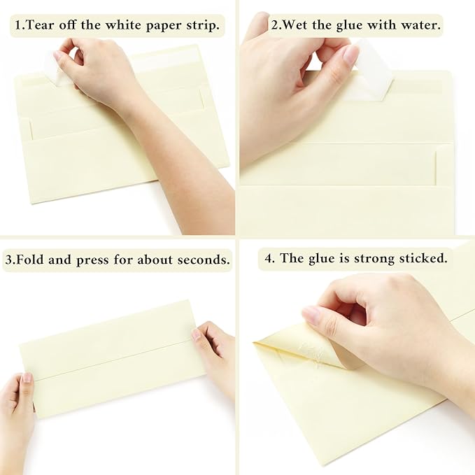 50 Pack #10 Business Envelopes, Ivory Standard Envelopes Self Seal, Letter Size Business Mailing Envelopes for Checks Letters Invoices Statements Birthday Graduation Wedding, 4 1/8 x 9 1/2 Inch
