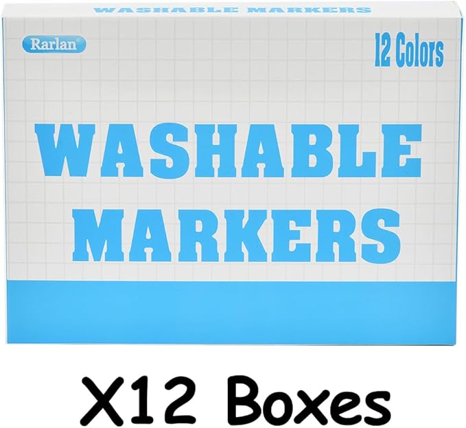 Rarlan Washable Markers Bulk, Markers for Kids, Classpack, 12 Colors,12 Boxes, 144 Count