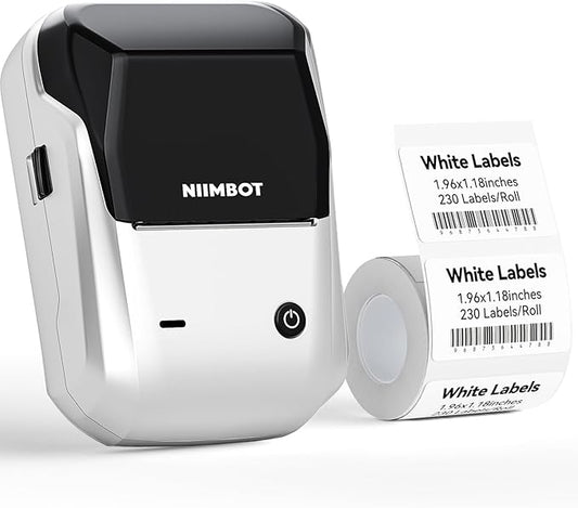 NIIMBOT B1 Label Maker Machine with Tape, 2 Inch Portable Sticker Printer for Home School & Small Business, Compatible with Phones & PC, Silver Gray