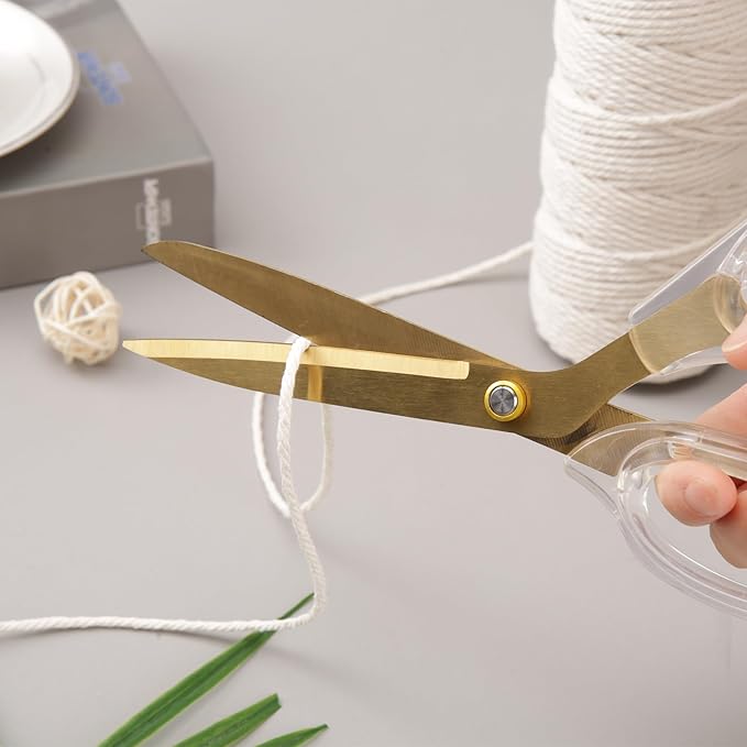 Acrylic Gold Scissors, 9” Ultra-Sharp Titanium Coated Blades and Sharp All-Purpose Scissors, Sewing, Office, Comfortable Handle Design, Versatile Usage