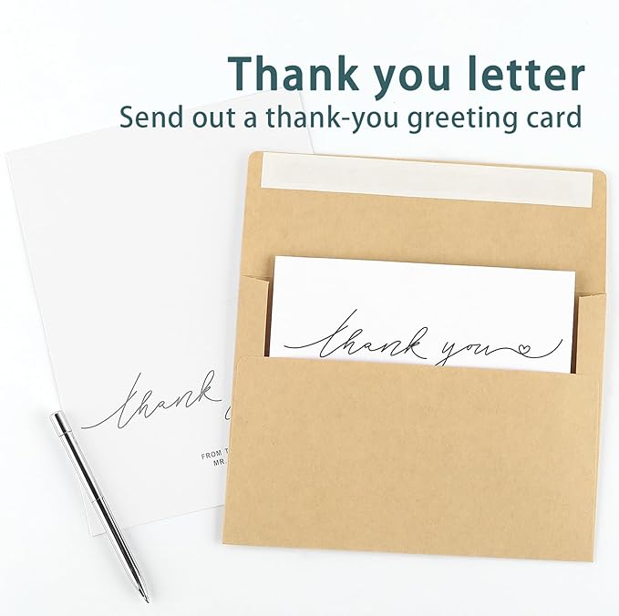 50 Pack 5x7 Envelopes, A7 Kraft Envelopes Self Seal, Printable Envelopes for Invitation, Baby Shower, Birthday Party, Wedding, Postcards, Mailing, Greeting Cards