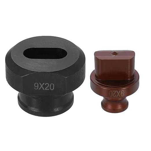 HARFINGTON Hydraulic Hole Punch Die 9x20mm Oval Hole 40Cr Steel Electric Punching Kit for MHP-20 JP-20 Electric Punching Machine, Burgundy & Black