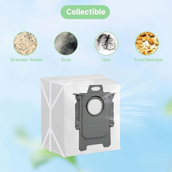 6 Pack Q5 Vacuum Bags for Roborock Q7 M5+, Q10 S5+, Q5 Max+, Q10 X5+, Q8 MAX+, Q7 MAX+, S7 Max Ultra, S8+ Robot Vacuum - Disposable Dirt Disposal Bags