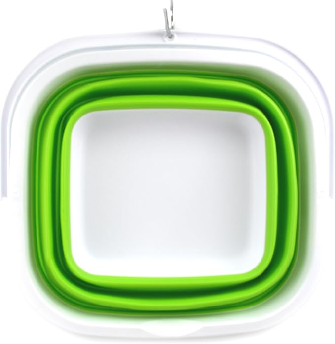 SAMMART Set of 2-11L (2.9 Gallon) Collapsible Rectangular Handy Basket/Bucket (2, Green)