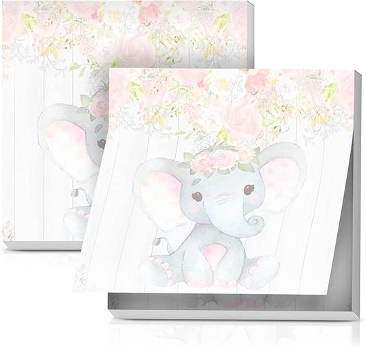 2 Pack Sticky Notes 3x3 Inches, Bright Cute Strong Sticking Power, Easy to Post for Home, Office, 80sheets/Pads, Floral Elephant