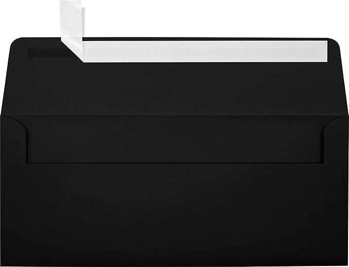LUXPaper #10 Business Envelopes | Peel & Press | 4 1/8" x 9 1/2" | Midnight Black | 80lb. Text | 500 Qty