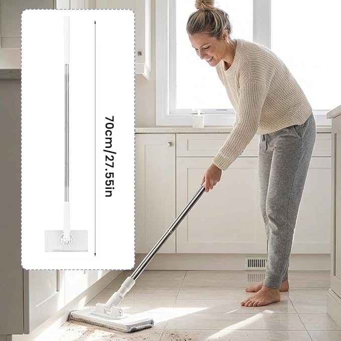 2026 Snap Grip Mini Mop Upgraded with 10 Pads| Zero Touch Hands-Free Cleaning Mop|27.5” & 36.5” Adjustable Handle Flat Dust Mop for Bathroom,Corners,Windows|No Wash, Wet & Dry Use (27.5”White)
