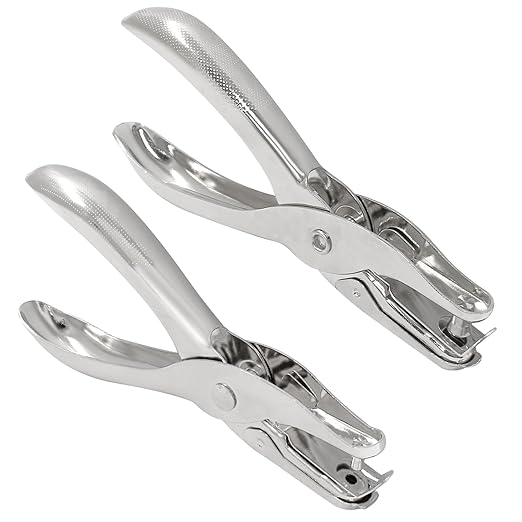 2Pcs Small Mini Metal Hole Punchers, 1/8” & 1/4” Tiny Circle Shaped Hole Handheld Paper Punch Punchers for Greeting Cards, Paper, Invitations, 8 Sheet Punch Capacity