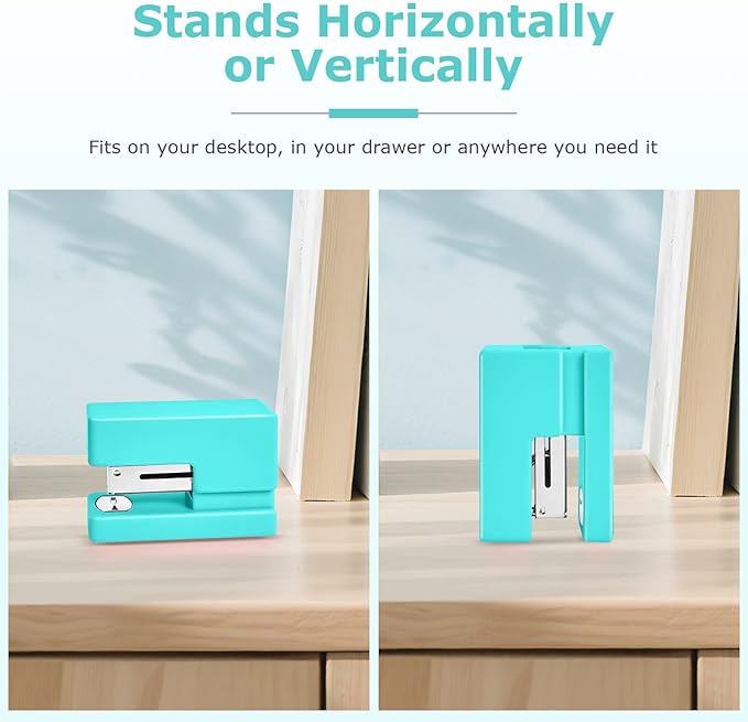 Mini Stapler - Small Cute Desk Staplers - 25 Sheet Capacity with 830 Staples and Staple Remover, Desktop Stapler for Office, School, Home, Green