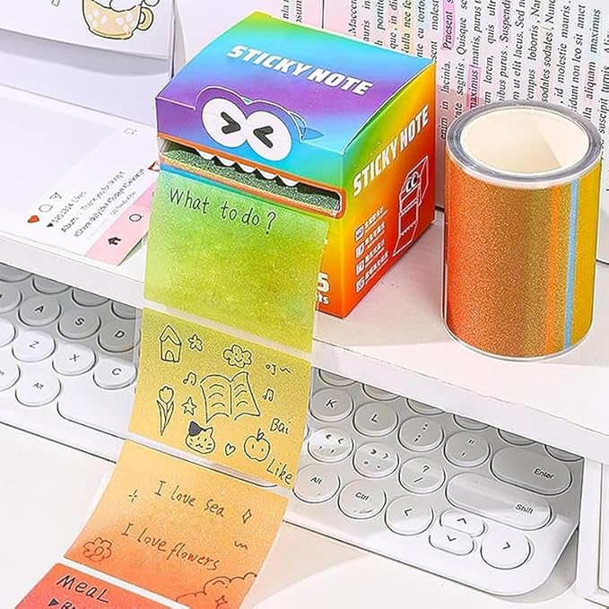 Cute Monster Pattern Sticky Note, 2025 New 105 Sheets/Roll Fun Pastel Pull-Out Memo Pads, Easy Post Memo Pads, Funny Back to School Gift for Teachers & Students
