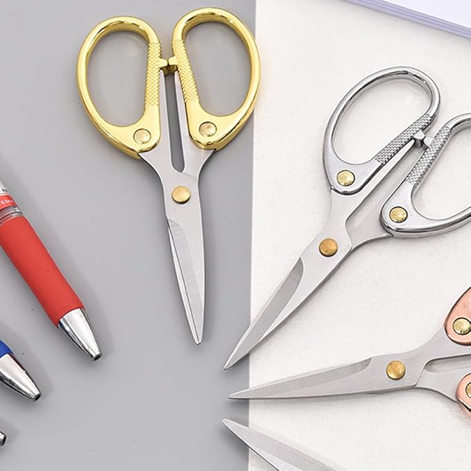 5" Small Sewing Scissors All Purpose Scissors Stainless Steel Tip Shears DIY Tools Office Scissor for Home Office School Sewing Fabric Handcraft Craft Art Work Needlework Everyday Use Gold
