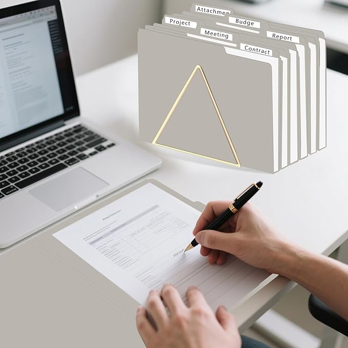 File Folder, HERKKA 30 Pack 1/3 Cut Tab File Folders, File Folders Great for Organizing and Filing, Letter Size, Grey