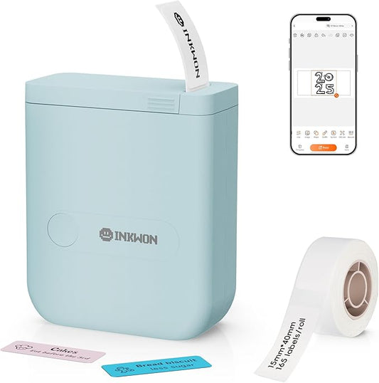 D110 Label Maker Machine with Tape, Bluetooth Mini Label Maker with Various Templates, Wireless Portable Small Label Printer for Home, Office, School, Blue