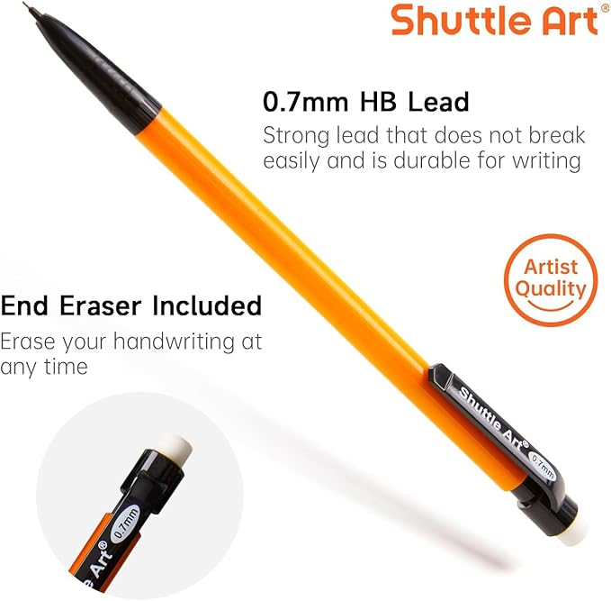 Shuttle Art Mechanical Pencils, 210 Pack Bulk Mechanical Pencils 0.7mm Medium Point, HB #2 Lead, Assorted Barrels, Office School Supplies