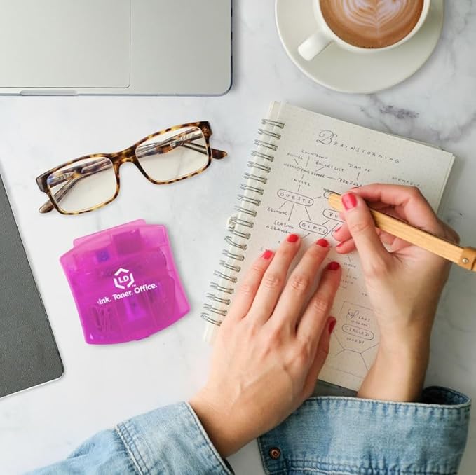 LD Products Pink Mini Office Supply Kit Portable Case with Scissors, Paper Clips, Tape Dispenser Set, Pencil Sharpener, Mini Stapler with Staples and Staple Remover