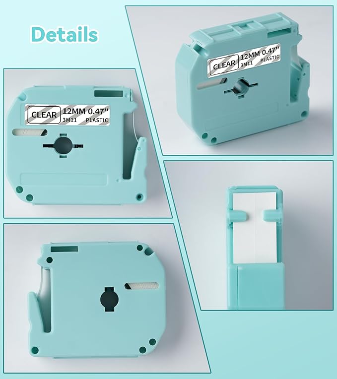 M-K131 Clear Tape Compatible with Brother M Tape MK131 M-131 for Brother Ptouch PT-M95 PT-90 PT-70 PT-65 PT-85 PT-45 Label Maker Refills, 12mm 0.47inch 4-Pack