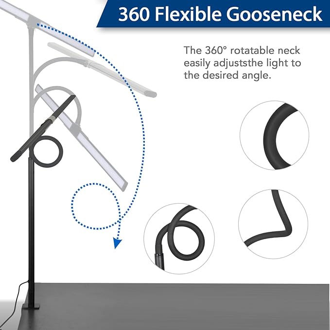 LED Desk Lamp for Office Home, Eye-Caring Desk Light with Stepless Dimming