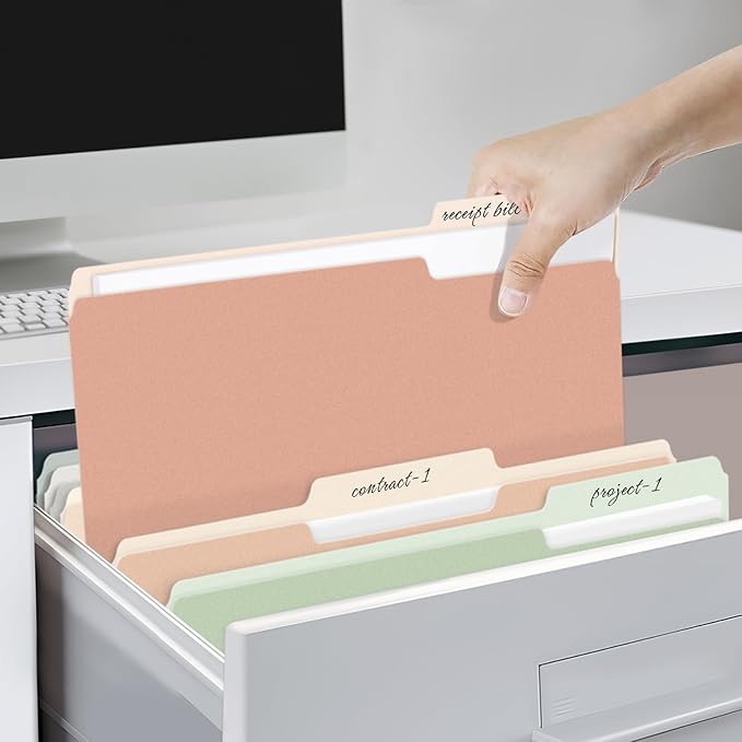 SUNEE File Folders, 18 Pack Manilla Folders 8.5 x 11, Colored Folder Office Organization Home School Folders for Documents Files Paper, 6 Pastel Colors