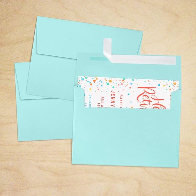 LUXPaper A7 Invitation Envelopes | Peel & Press | 5 1/4" x 7 1/4" | Seafoam Blue | 80lb. Text | 500 Qty