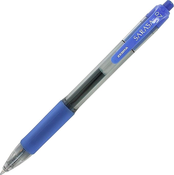 Zebra Pen Sarasa Dry X20 Retractable Gel Pens, 0.7mm Medium Point, Blue Ink with Rapid Dry Ink Technology, Ideal for Office Supplies and School Supplies, 12-Pack (46820)