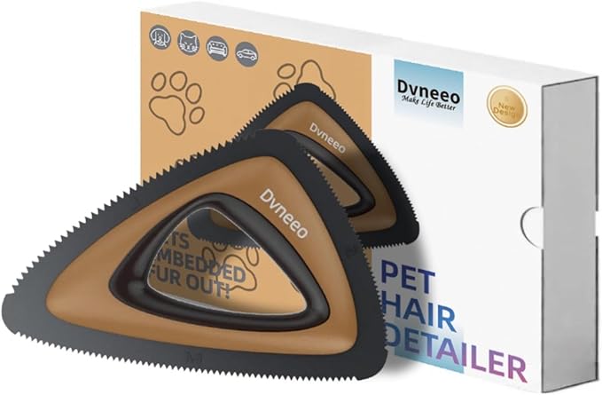 Dvneeo Pet Hair Removal Tool, Carpet Dog Hair Remover for Car Interior- Rapid Removal, Durable & Ergonomic, for Car Mats, Couch, Furniture, Carpets (Brown)