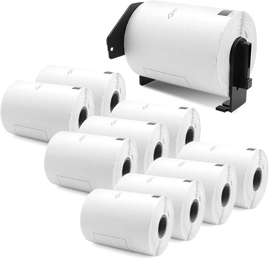 Label KINGDOM Replace for DK-1241 Brother 4" x 6" Die-Cut Large Shipping Label, 102 mm x 152 mm 200/Roll White Paper Address Label for QL-1100 QL-1110NWB Label Printer (10 Rolls+1 Frame)