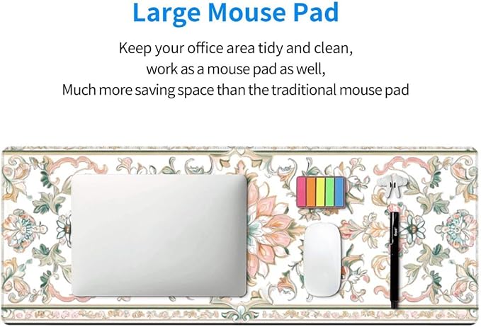 Desk Pad,Office Desk Mat 31.5"×11.8" Large Gaming Mouse Pad,Durable Extended Computer Mouse Pad,Waterproof Thick Big Mouse Pads with Non-Slip Rubber Base Office Home Romantic Floral Rug