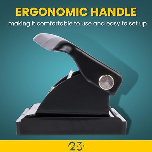 Always23 3 Hole Punch, Heavy Duty, 12-Sheet Three-Hole Punch, Padded Handle, Black.