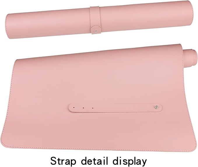 Cute Desk Mat & Cover (31.5" x 15.7") Laptop Mat - Non-Slip PU Leather - Office Accessories in Pink