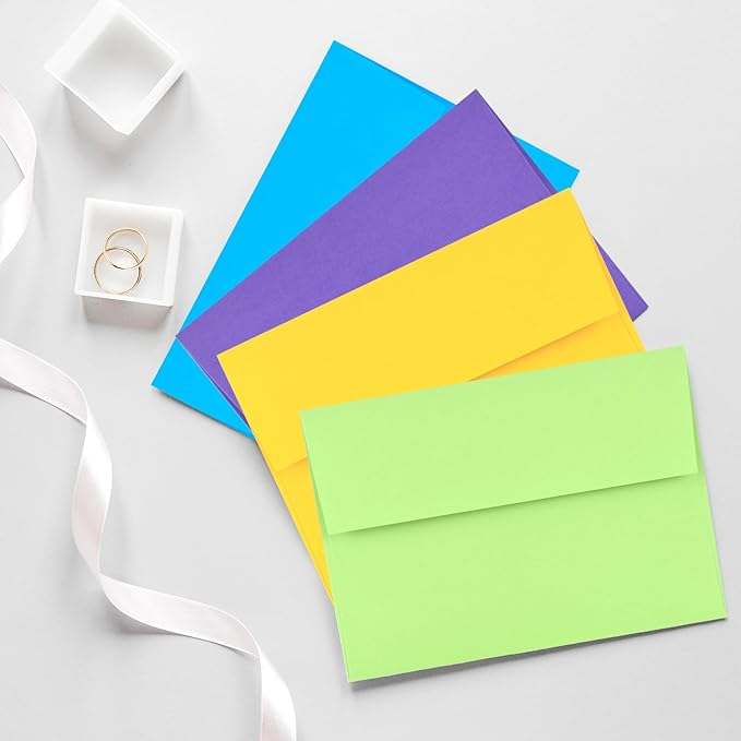 50 Pack 5x7 Envelopes for Invitations,5.25x7.25 inches,A7 Envelope Multicolor Self Seal,Printable Envelopes for Wedding,Invitation,Baby Shower,5x7 Cards