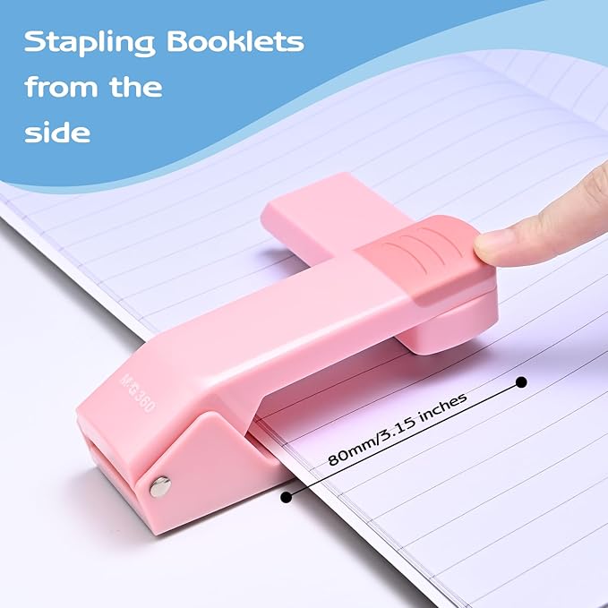 M&G Cute Swing-Arm Swivel Stapler with 1000 Staples, 360 Degree Rotate Desk Stapler, 25 Sheets Capacity, Jam Free, Desktop Stapler for Book and Booklet Binding (Pink)