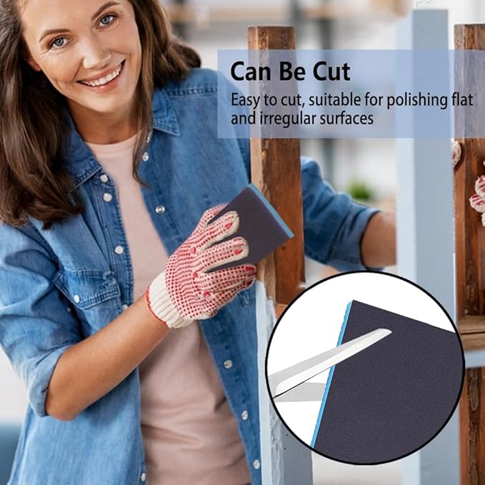 16 Pack 120 Grits Sanding Sponge Medium Sanding Block, Washable and Reusable Wet Dry Sandpaper Block Sandpaper Sponge for Wood Metal FurniturePaint and Drywall
