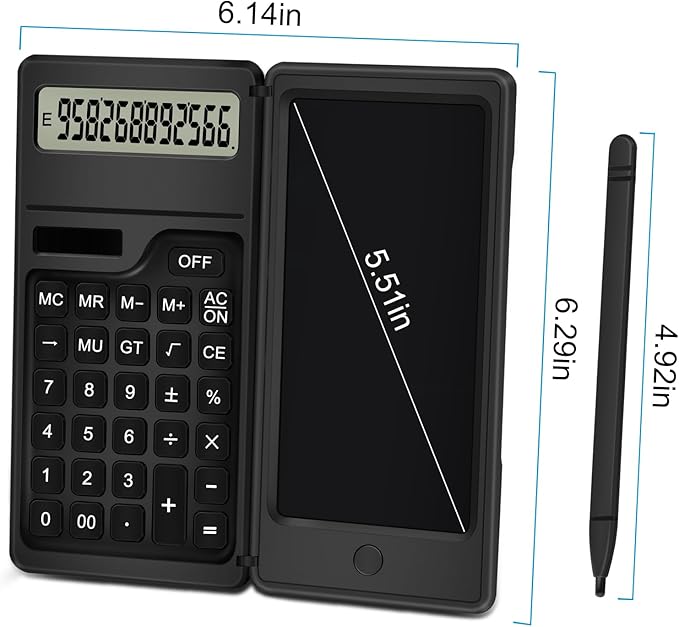 Calculator with Notepad, TRELC 12 Digits LCD Display Solar Desktop Calculator, Support Solar and Battery, Multi-Function Portable Calculators for Office, School and Home