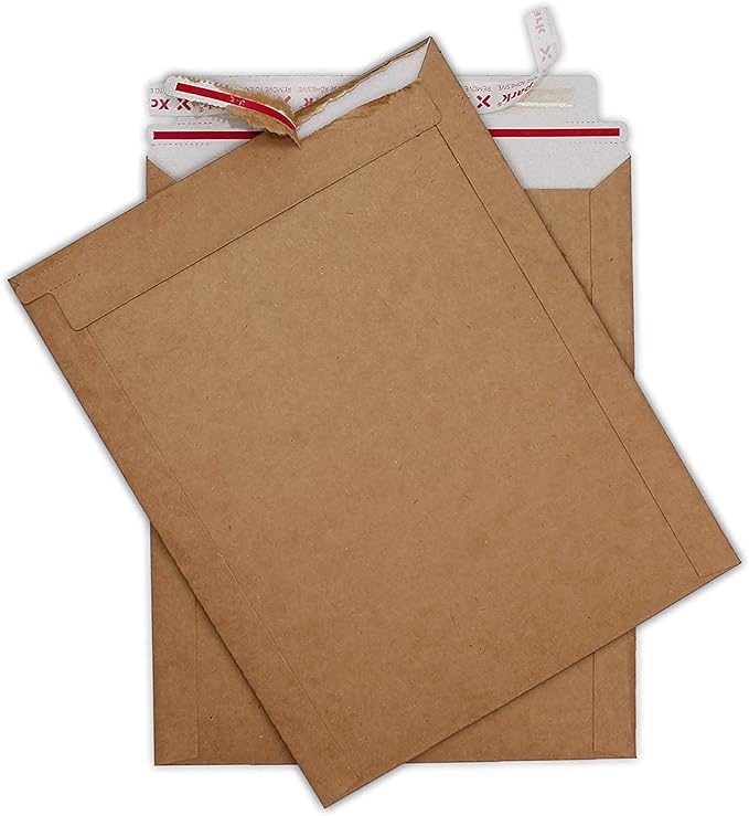 25 Pack Brown Kraft Rigid Mailers, 6.25 x 8.25 inches Self Seal Photo Document Mailers Premium Cardboard Keep Flat Envelopes for Photos, Pictures, Papers, Files, CD