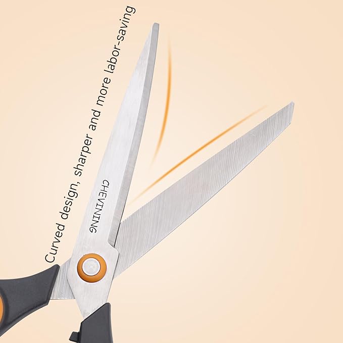 7"8"Scissors All Purpose 2 Pack Comfort Grip Craft Scissors for Office, Home, School, Sewing & Art Supplies (Orange &Gray)