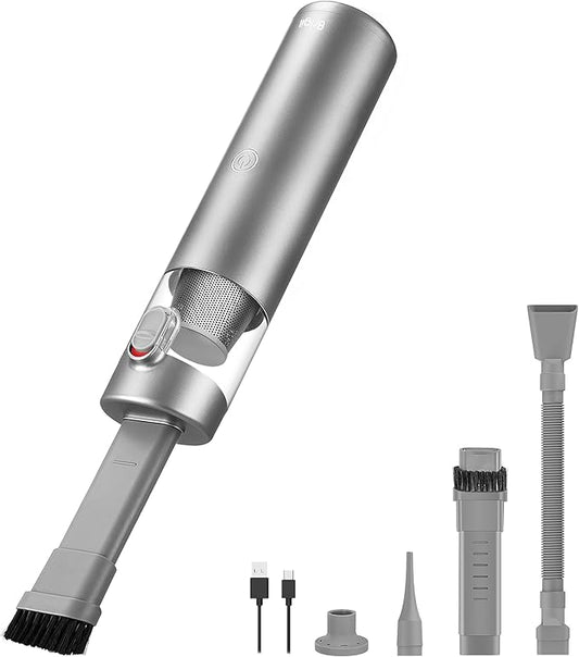 Brigii Mini Handheld Vacuum Cordless, 3 in 1-Car Vacuum & Air Duster & Hand Pump, 3 Kinds of Crevice Nozzles for Small Spaces, Crevices, Portable Rechargeable Cleaner-M1