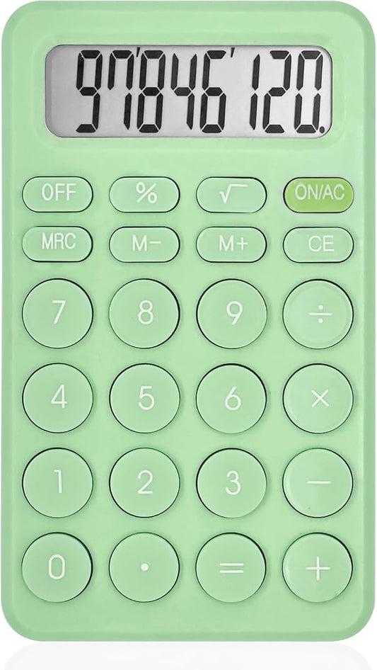Cute Calculator, Basic Four Function Calculator for Teachers Students Basics Office, Small Handheld Calculator, 8 Digit with LCD Display, Sensitive Button, 5.5×3.2 inches Light Green