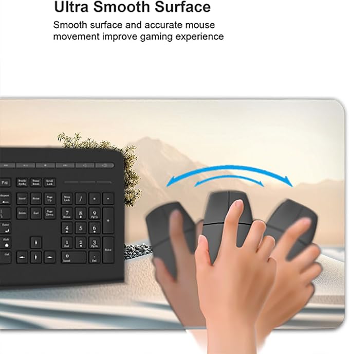 Minimalist Art Gaming Mouse Pad Desk Pad Calm Pebble Beach Zen Tree Gaming Mouse Mat with Stitched Edges,Non-Slip Waterproof Rubber Base Mouse Mat Office Computer Keyboard Laptop Home 31.5"x11.8"