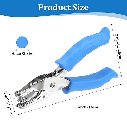 12 Pieces Single Hole Punch, Handheld 1/4 Inch Hole Paper Punch with Grip Handles, Circle One Holes Punches for Craft Paper Greeting Cards Scrapbook Notebook (Multicolor)